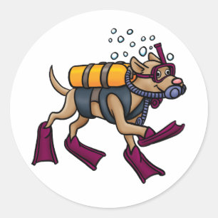 Autocollants de chien de plongée à l'air