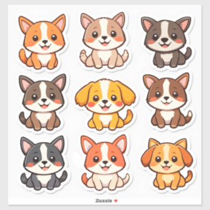 Autocollants de chien mignons de dessin animé