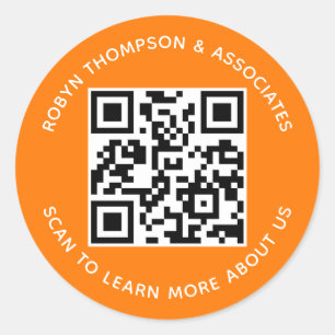 Autocollants de code QR orange personnalisés nom d