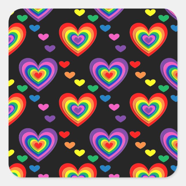 Autocollants de coeur arc-en-ciel (Devant)