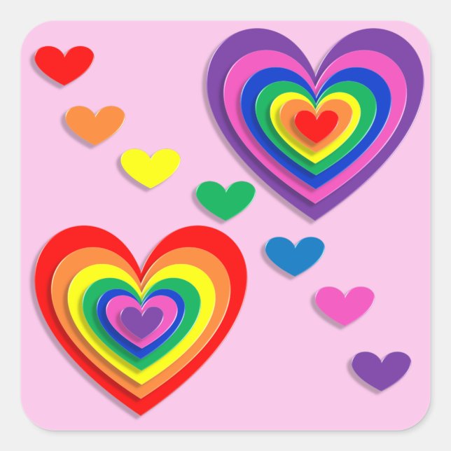 Autocollants de coeur arc-en-ciel (Devant)