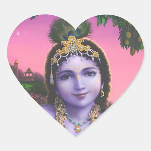 Autocollants de coeur d'amour de Krishna (Devant)