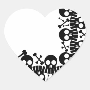 autocollants de coeur de crânes et d'os