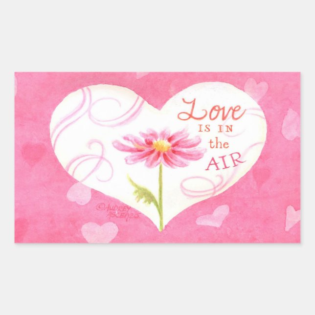 Autocollants de coeur L'amour est dans l'air (Devant)