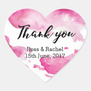 Autocollants de coeur Merci mariage aquarelle