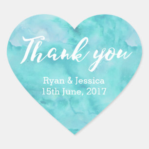 Autocollants de coeur Merci mariage aquarelle