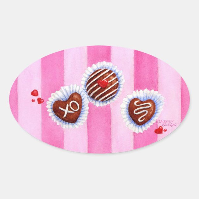 Autocollants de coeurs en chocolat de la Saint-Val (Devant)