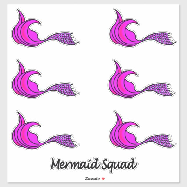 Autocollants de contour de la queue de sirène rose (Feuille)