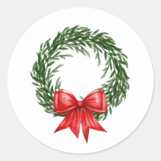 Autocollants de couronne de Noël à l'aquarelle