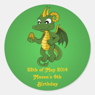Autocollants de dessin animé de dragon vert