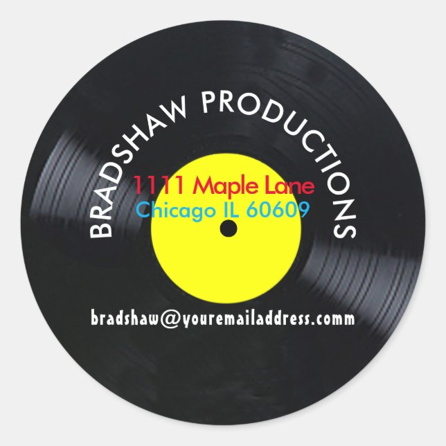 Autocollants de disques vinyle personnalisables (Devant)