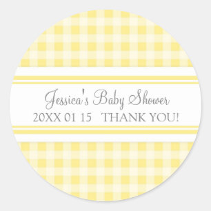 Autocollants de faveur de baby shower de guingan
