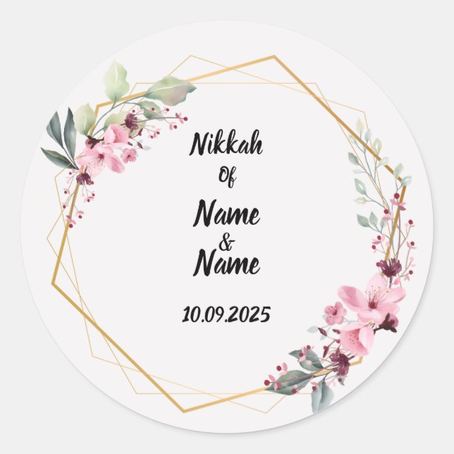 Autocollants de faveur de Nikkah (Devant)