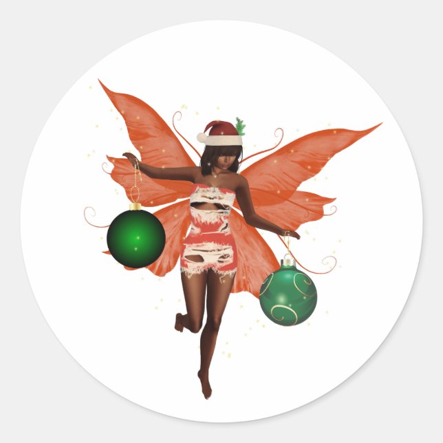 Autocollants de fée de Noël afro-américains (Devant)
