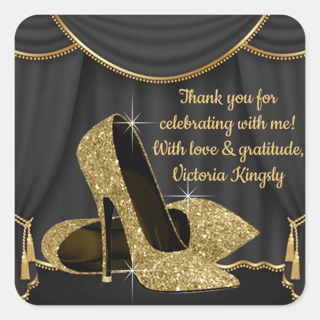 Autocollants de fête d'anniversaire chaussure or n (Devant)