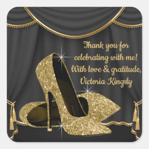 Autocollants de fête d'anniversaire chaussure or n