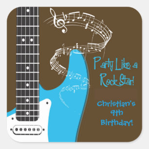 Autocollants de fête d'anniversaire de guitare de
