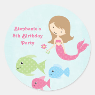 Autocollants de fête d'anniversaire des sirènes 