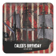 Autocollants de fête d'anniversaire Pirate Grunge