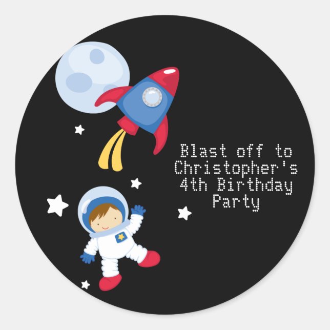 Autocollants de fête d'anniversaire pour astronaut (Devant)