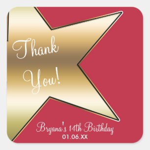 Autocollants de fête d'anniversaire rouges étoile 