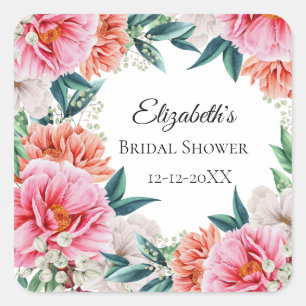 Autocollants de Fête de Mariage Fleurs de Pivoines