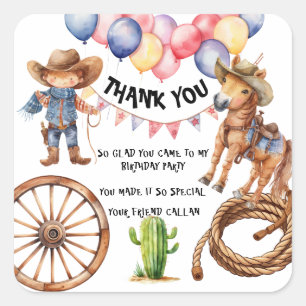 Autocollants de fête de remerciement pour cow-boy