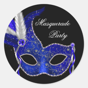 Autocollants de fête masquée bleu marine royal élé