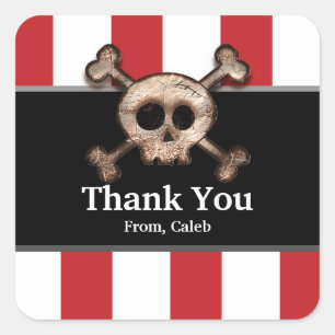 Autocollants de fête pirate crâne osseux en détres