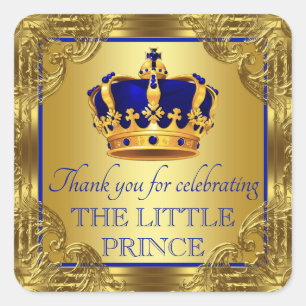 Autocollants de Fête pour Bébé Prince Or Bleu
