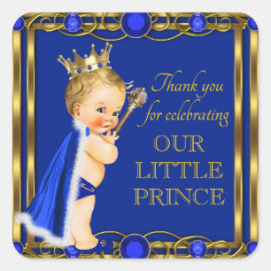 Autocollants de Fête Prénatale Prince Bleu Royal O