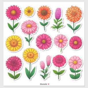 Autocollants de fleurs de dessin animé colorés