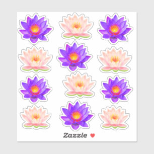 Autocollants de fleurs de lotus violettes et roses