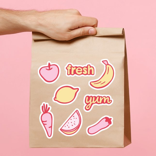 Autocollants de fruits et légumes rose et jaune do (Créateur téléchargé)