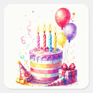 Autocollants de gâteau d'anniversaire ou sceaux d'