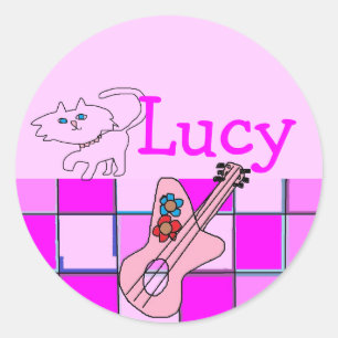 Autocollants de guitare de chaton de Lucy