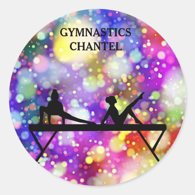 Autocollants de gymnastique brillants. Nom personn (Devant)