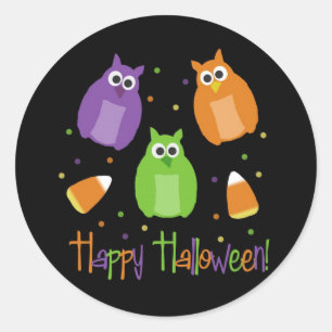 Autocollants de Halloween de hibou et de bonbons