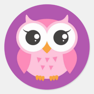 Autocollants de hibou - mignon, hibou rose sur arr