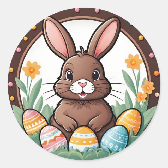 Autocollants de lapin de Pâques au chocolat ludiqu (Devant)