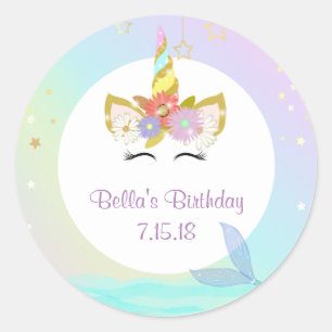 Autocollants de licorne de sirène