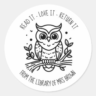 Autocollants de livre personnalisés | Hibou ex-lib