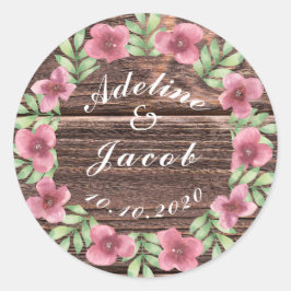 Autocollants de mariage à écriture florale en bois