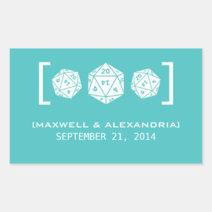 Autocollants de mariage Aqua D20 Dice Gamer