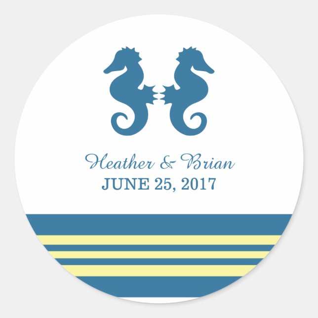Autocollants de mariage bleu jaune marine (Devant)