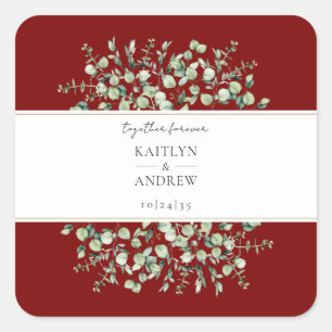 Autocollants de mariage Burgundy Eucalyptus Togeth