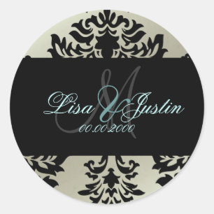 Autocollants de mariage Damask monogramme