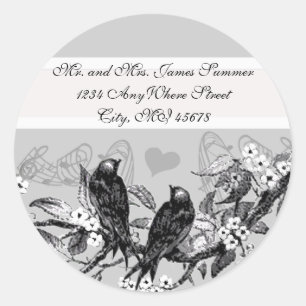 Autocollants de mariage Fleurs blanches Oiseaux Vi
