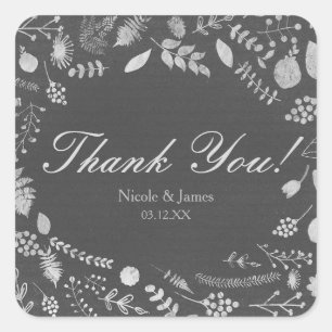 Autocollants de mariage floraux gris charbon et ar