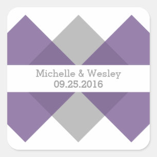 Autocollants de mariage géométrique gris violet